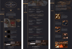 Second Story Restaurant Website pages