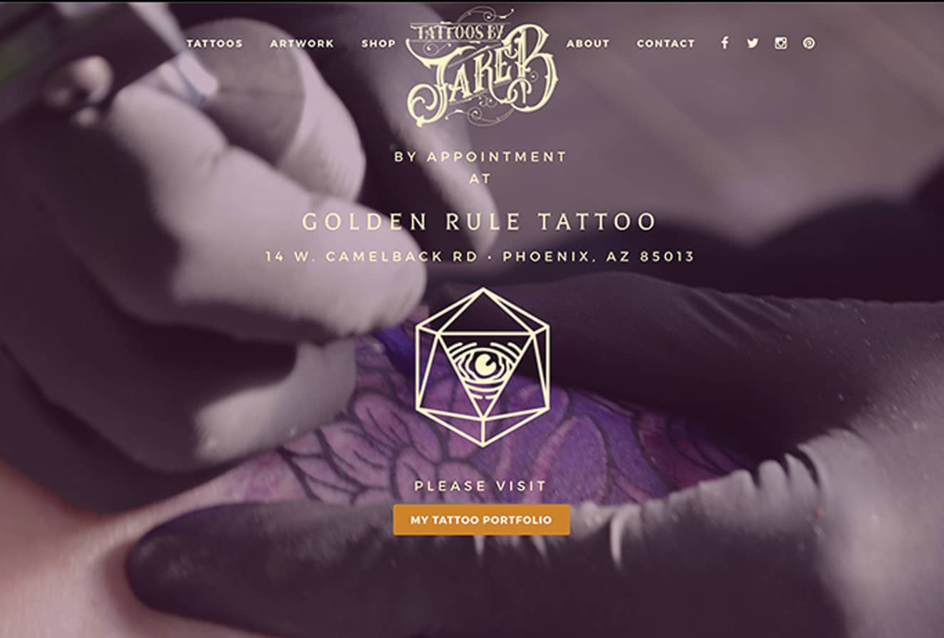 Jake B tattoo artist branding & custom website design thumbnail