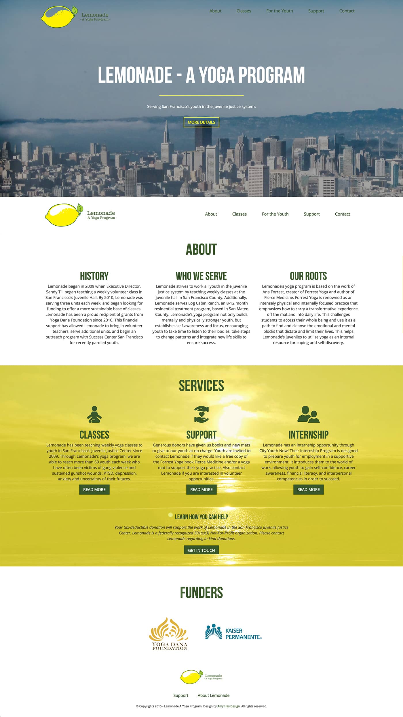 lemonade yoga website homepage