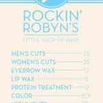 rockin robyn hairstylist business cards hair menu