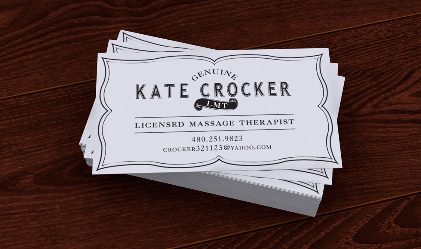 kate crocker massage business cards