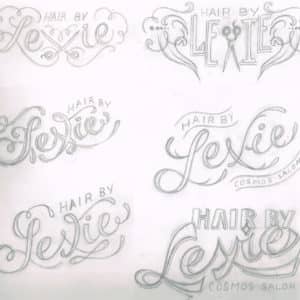 hair by lexie hairstylist branding logo sketches