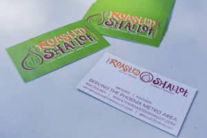 the roasted shallot food truck branding business cards