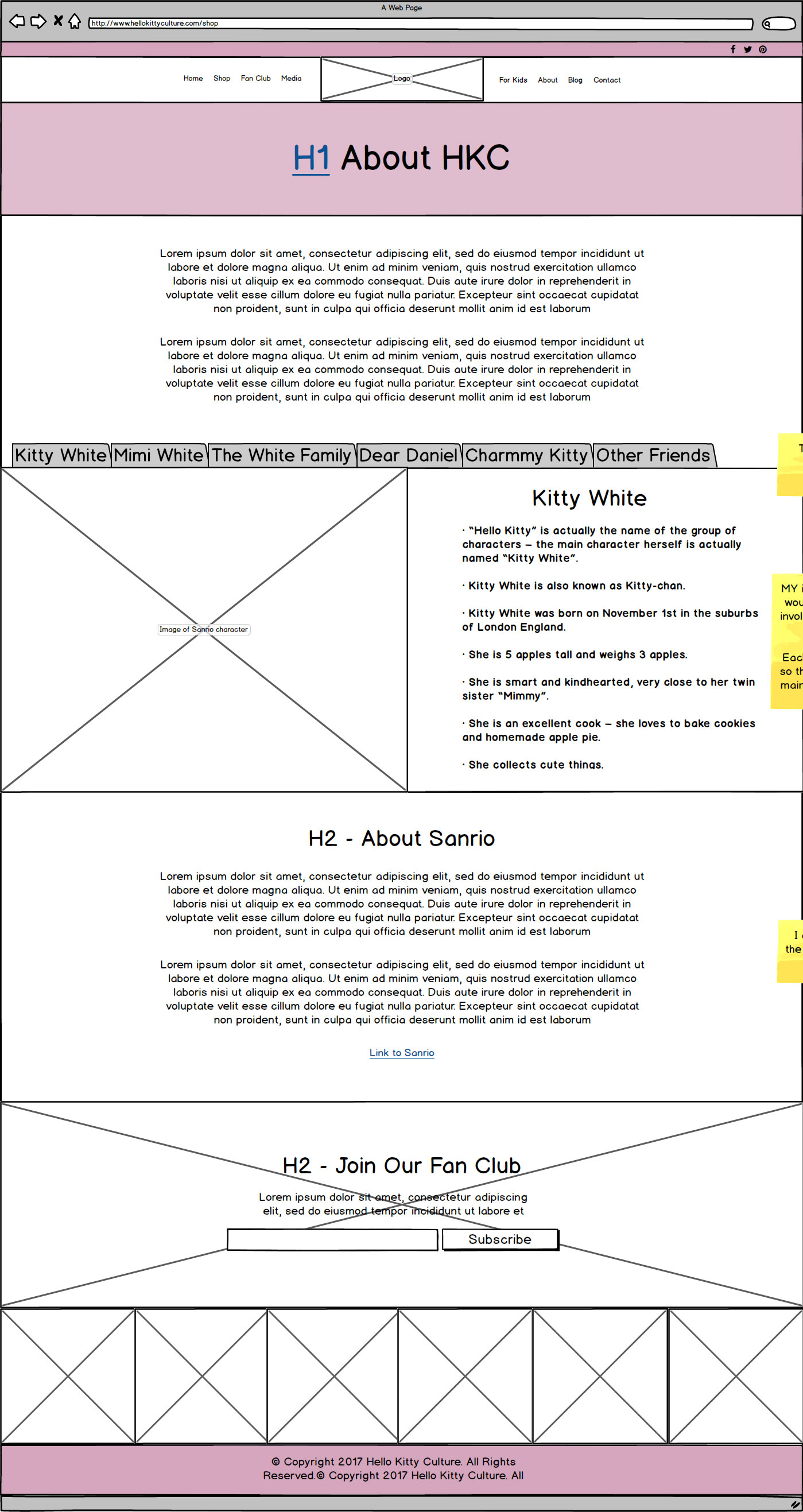 HK Culture Fan website design about page wireframe